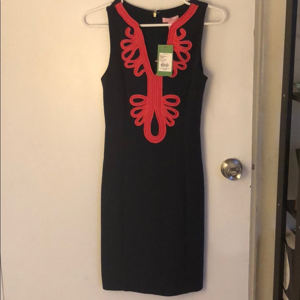Lilly Pulitzer Navy and Coral Dress NEW WITH TAGS